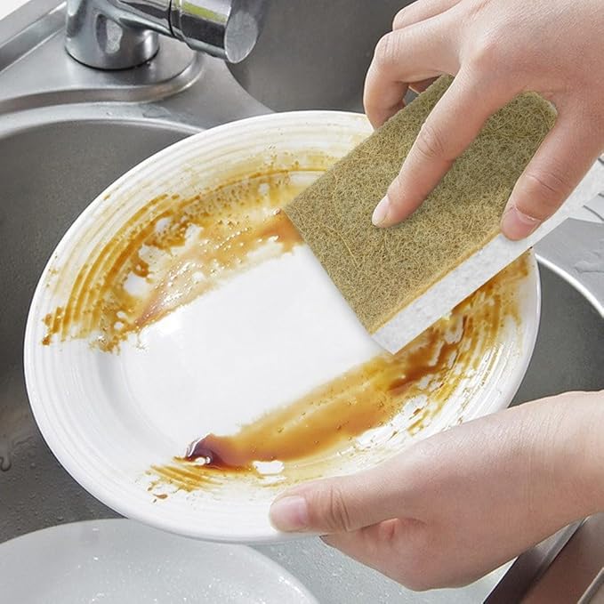 Natural Kitchen Sponge Compostable Kitchen Sponges Cellulose and Coconut Scrubber Abrasive Scrubbing Pads SmilePowo Environmentally Friendly Sponge for Dishes (12 Pack)