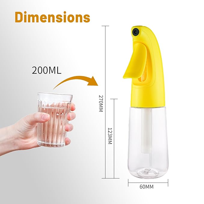 Continuous Ultra Fine Mist Spray Bottle (200ml) 360° Multi-Use for Hair, Plants, Cleaning, Skin Care Leakproof & Durable Banana Yellow 1 Pack