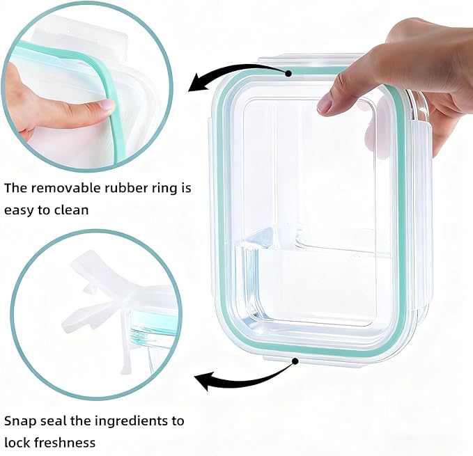 8-piece glass food storage container, glass pre meal preparation container, with sealing cover, suitable for use in microwave ovens, ovens, refrigerators, and dishwashers