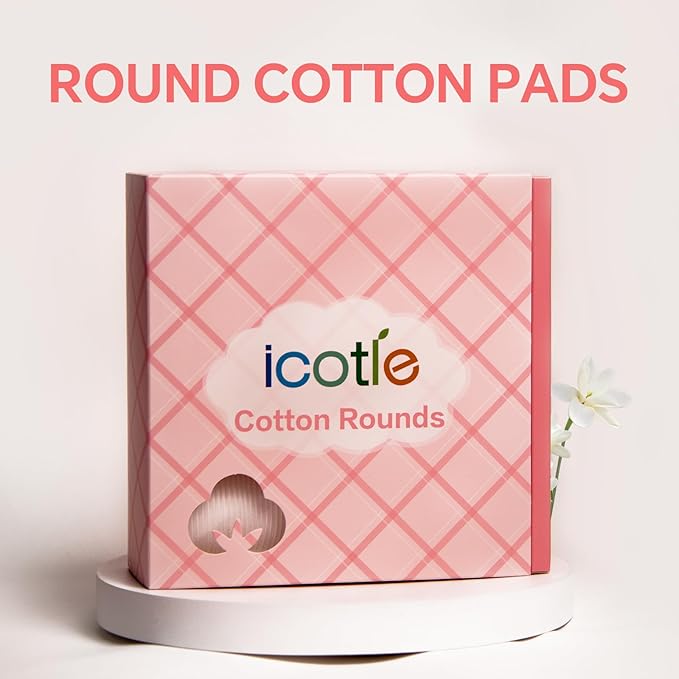 100% Pure Cotton Round Pads for Face (210), Lint-Free Makeup Remover Pads, Soft, Absorbent, Hypoallergenic, Multi-Layer Design for Cleansing, Skincare and Nail Polish Removal