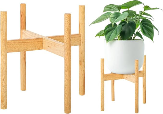 Wood 11.9" x 12.5" Plant Stand Indoor Outdoor, Wooden Single Floor Plant Pot Holder, Natural Plant Stand, Assembly Required (Excluding Potted Plants)
