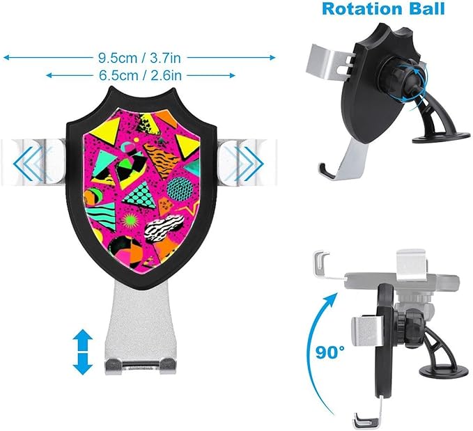 Portable Car Mount Cell Phone Holders for Your Car Accessories for Women Men Geometric Checkered Zebra Tiger Leopard Print Hot Pink Vintage Retro 80s 90s