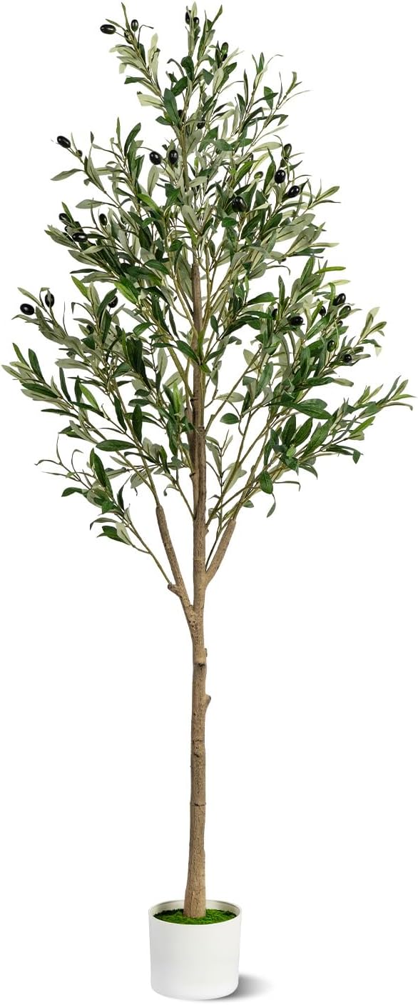 5FT Artificial Olive Tree, Indoor Faux Olive Tree Fake Potted Silk Olive Tree Plants with Lifelike Branches & Fruits for Home Office Decor