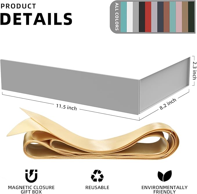 MOZRRO Gift Box 11.5 x 8.2 x 2.3 In Gift Boxes for Presents Magnetic Closure, Gift Boxes with Lids for Presents Birthday Luxury Jewelry T-shirts Gloves Scarves Books Clothes Gift Wrap - White