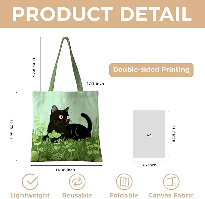 Cute Aesthetic Canvas Tote Bag for Women, Reusable Foldable Shopping Cotton Shoulder Totebag with Zipper Pocket