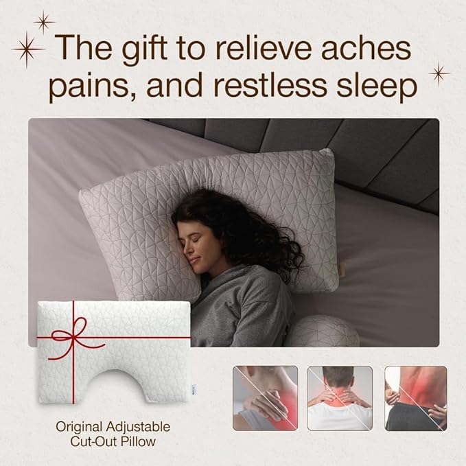 Coop Home Goods Original Cut-Out Adjustable Pillow, King Size Bed Pillows for Neck & Head Support, Memory Foam Pillows - Medium Firm for Side Sleeper, CertiPUR-US/GREENGUARD Gold