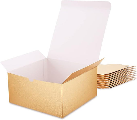 10 Gift Boxes 8x8x4 Inches Gift Boxes with Lids Boxes for Gifts Bridesmaid Proposal Boxes, Gold Gift Boxes Bulk for Light Weight Gifts, Crafting