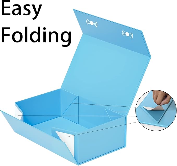 5 Pack Blue Gift Box, 9.5x6x3'' Gift boxes for Presents with Lids Magnetic Closure Rectangle Collapsible for Bridesmaid Proposal Box, Wedding, Christmas, Halloween, Birthday Gift Packging