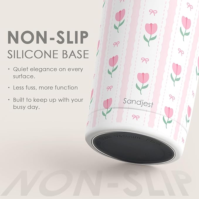 SANDJEST Tulip Tumbler 20oz, Stainless Steel Travel Cup with Lid, Insulated Coffee Mug, Tulip Gifts for Women Girls Friends Sisters on Birthday Christmas