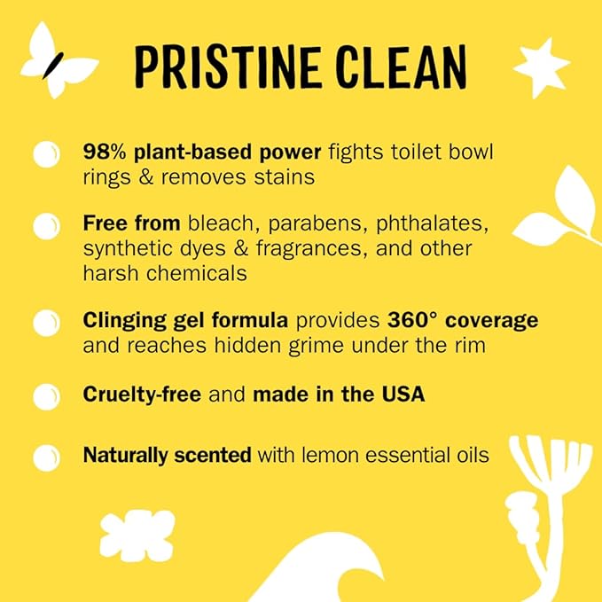 Molly's Suds Toilet Bowl Cleaner (Non-Bleach) | 98% Plant-Based Gel Formula Freshens, Removes Stains and Deodorizes | Lemon Scent - 23 Fl Oz (Pack of 3)