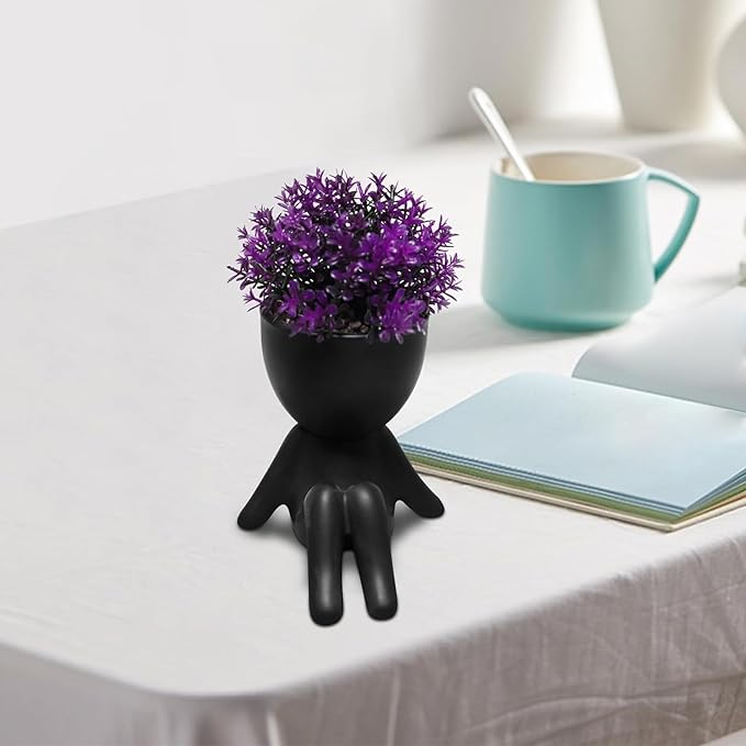 Zerzsy Fake Plants Mini Artificial Greenery Potted Plant for Home Decor Indoor Office Small Fake Plants Decor Cute Faux Succulent Desk Decoration for Office - Set of 1