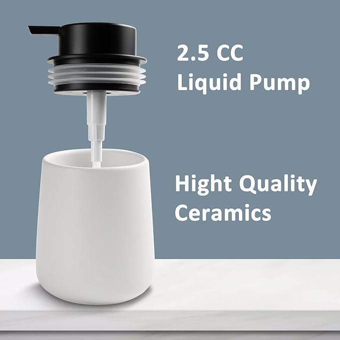 Soap Dispenser Ceramic with Easy-to-Press Pump Hand Lotion Liquid Dispenser for Shampoo Bathroom Kitchen 12 oz Blackwhite