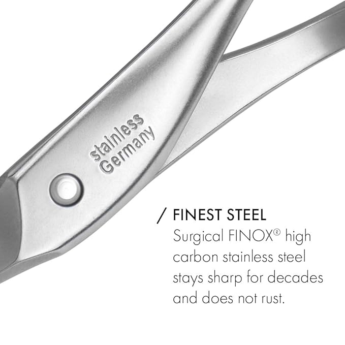 GERMANIKURE 4pc Manicure Set in Yellow Leather Case - Made in Solingen Germany, FINOX Stainless Steel Tools – Professional Quality Compact Nail Grooming Kit