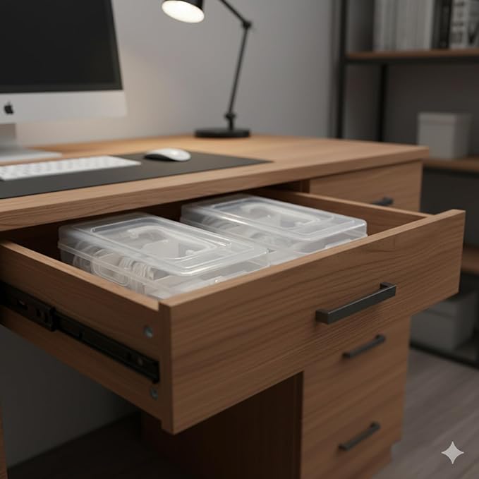 Portable Cord Organizer Box with Handle, 7 Clear Cable Storage Cases and Labels, Travel Cable Holder for Charging Cords, USB Wires, Earphones – Home Desk Drawer Organizer