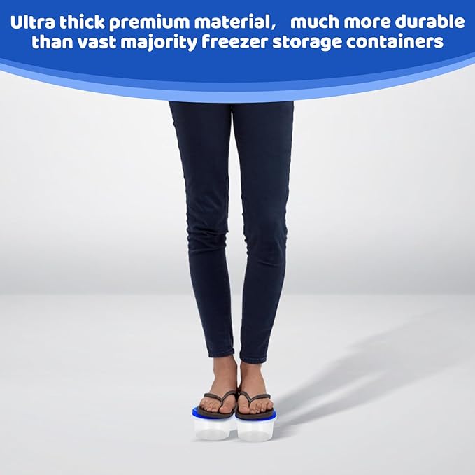 Freezer Containers with Twist Top Lids, Heavy Duty Round Airtight Food Storage Container for Fruit,Deli,Leftovers,Soup,Overnight Oats, BPA Free Stackable Freezer Storage Containers [16 Pack-16 oz]