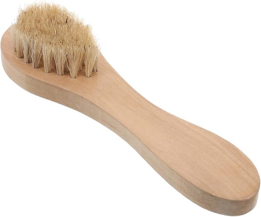 STOBAZA Multi-Function Wooden Shower Body Brush with Exfoliating Bristles for Deep Skin Cleansing Long Handle for Reach Areas Portable Dry Skin Brush for Face and Body Massage and