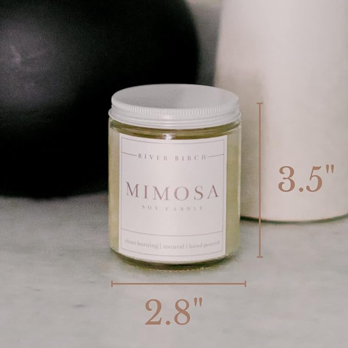 River Birch Candles Mimosa Scented Candle | Premium, All-Natural, Non-Toxic, Soy Candles | 8.5oz 40 Hr Burn Time | Cozy Relaxing Gifts for Home