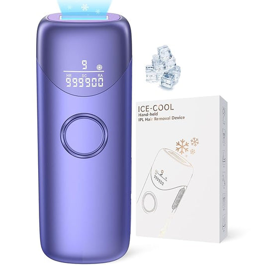 Laser Hair Removal with 5℃ Ice Cooling, Painless IPL Laser Hair Removal Device 3 in 1 Ubroo at Home Hair Remover Machine for Women Men Electrolysis Permanent Epilator on Face Body Depilation (Purple)