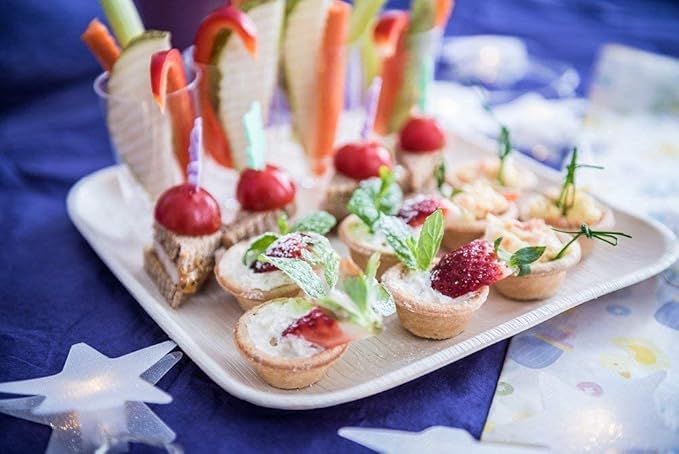 Charity Leaf Disposable Palm Leaf 7" Square Plates (200 pieces) Bamboo Like Serving Platters, Disposable Boards, Eco-Friendly Dinnerware For Weddings, Catering, Events