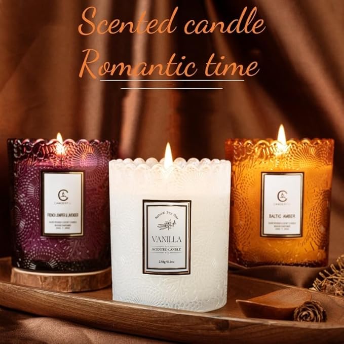 Candles Gifts for Women, French Vanilla Scented, Natural Soy Candle, 8.1 oz 60 Hours Burn, Candles for Home Scented