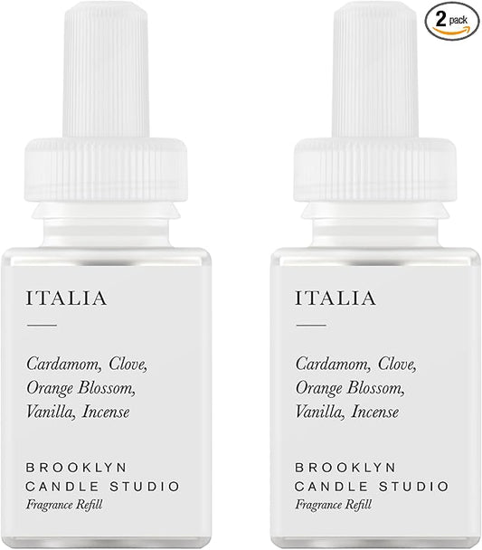 Pura & Brooklyn Candle Studio Home Scent Refill - Smart Air Diffuser - Up to 120-Hours of Luxury Fragrance per Refill - Home Essential - Clean & Safe Diffuser Fragrance - 2 Pack, Italia