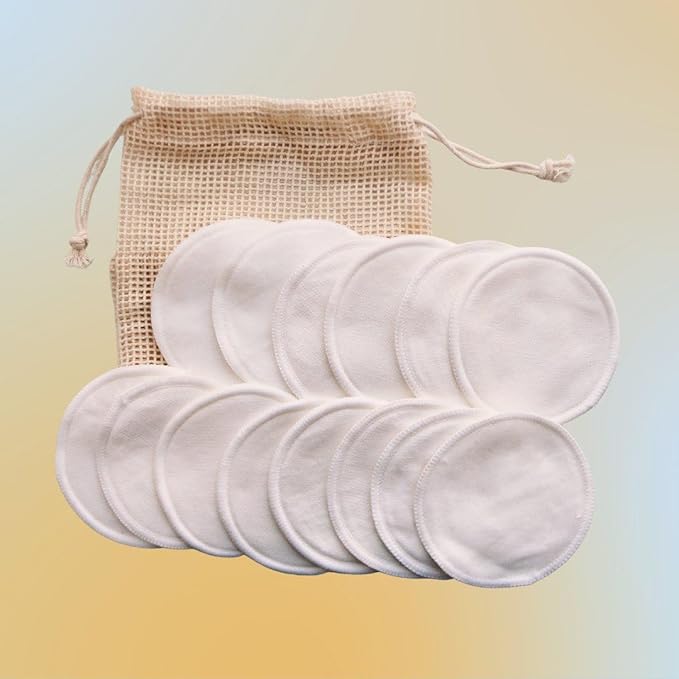 Mei Apothecary Soft Reusable Makeup Remover Pads Weekly Pack - 7 Pack Bamboo Cotton Rounds, Washable & Eco-Friendly, Zero Waste for All Skin Types
