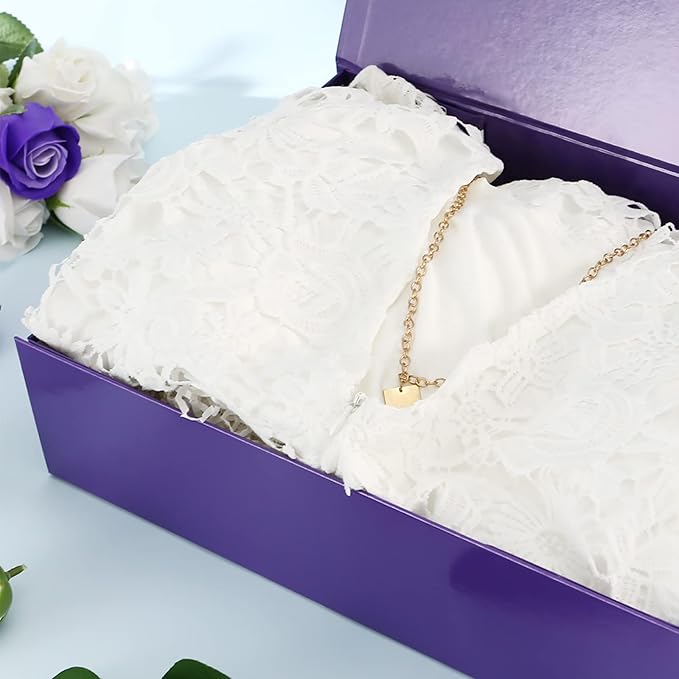 Gift Boxes Purple 11x7.8x2.3 Inches, Magnetic Closure Shirt Gift Boxes with Lids for Presents (5 Pack)