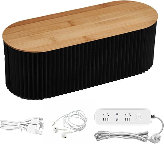 Cable Management Box, Safe Cord Organizer for Desk, Wire Storage Box with Extension Hiders, Tidy Desktop Solution, Cable Holder for Study Room, Living Room, Bedroom, Offices