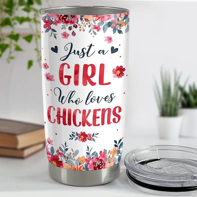SANDJEST Chicken Tumbler - 20oz Stainless Steel Insulated Coffee Travel Mug Cup Gifts for Women, Girls & Teens for Birthday & Christmas
