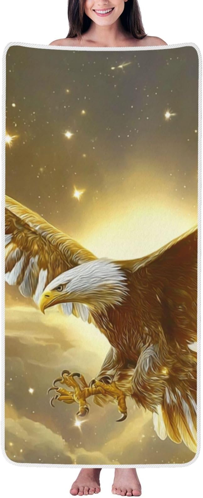 Majestic Eagle Quick Dry Microfiber Towel, Ultra Absorbent & Soft Coral Fleece Bath Towels for Body, Hair, Gym, Yoga, Spa & Travel - Lightweight & Fast Drying Multipurpose Towel (27"X55"