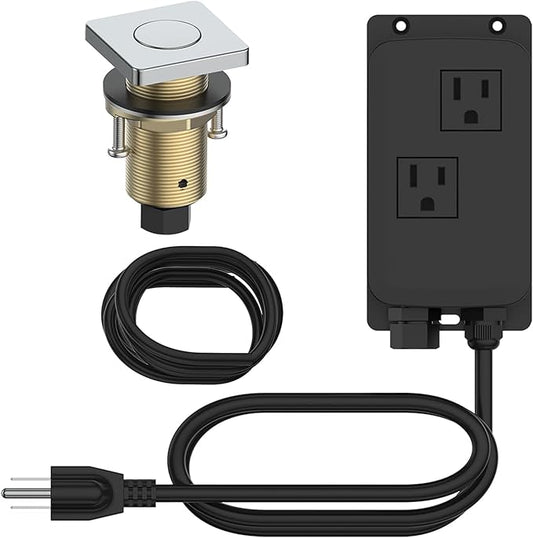 KANARY Square Garbage Disposal Air Switch Kit, Sink Top Air Push Brass Button for Waste Disposer, Safe for Wet Hands Food(Chrome)