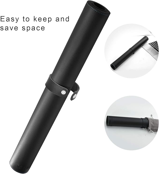 CENNBIE Leather Desk mat Protecter 47.2X19.6in Super Large, PU Leather Desk Mat Blotters Organizer with Comfortable Writing Surface(Black)