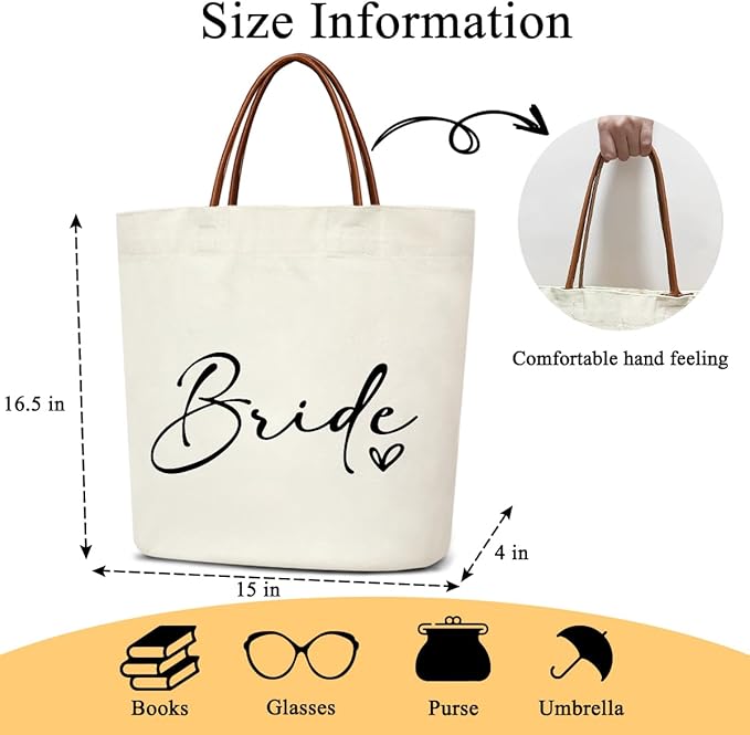 Canvas Tote Bag for Women, Birthday Gifts, Aesthetic Reusable Grocery Shopping Bags With Leather Handles