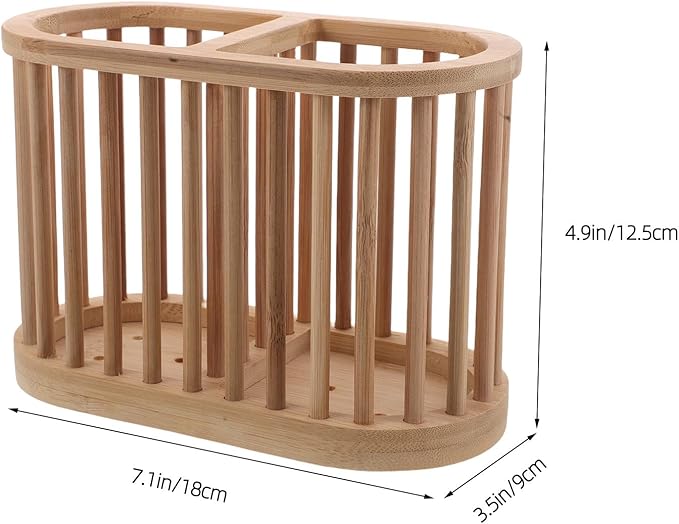 NUOBESTY Utensil Holder For Countertop: Wooden Crock For Kitchen Tools And Cooking - Dish Drying Rack Countertop Organizer - Kitchen Drainage Basket