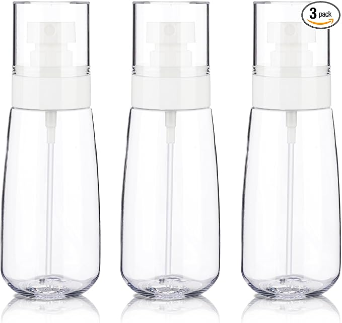 3-Pack Small Spray Bottles, 3.4oz Clear Refillable Plastic Travel Spray Bottles
