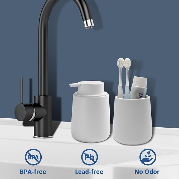 Soap Foaming Dispenser Ceramic with Easy-to-Press Pump Hand Foam Dispenser for Shampoo Bathroom Kitchen 12 oz