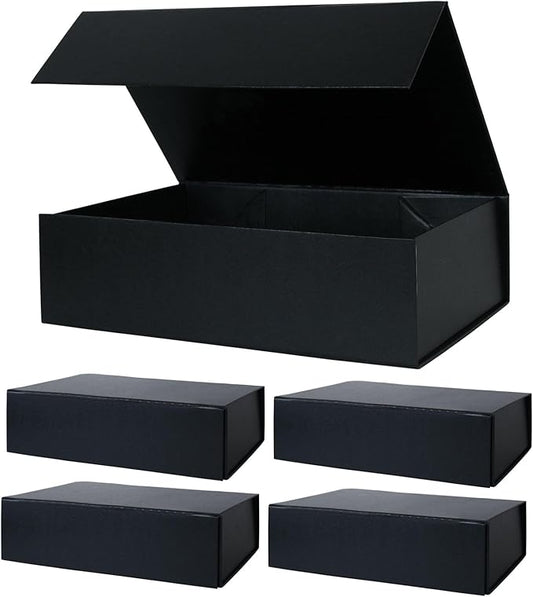 Aimyoo Galaxy Black Magnetic Gift Boxes with Lids 10.5x7x3 in, Medium Bridesmaid Groomsman Proposal Box, Rectangle Collapsible Box for Present Graduation Birthday Storage 5 Pack