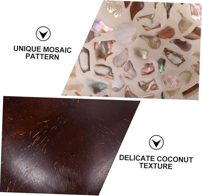 2pcs Handmade Natural Coconut Shell Bowls with Unique Hand-painted Pattern Multipurpose Food Containers for Salad Snacks Desserts and Home Decor Decorative Entryway Key Storage