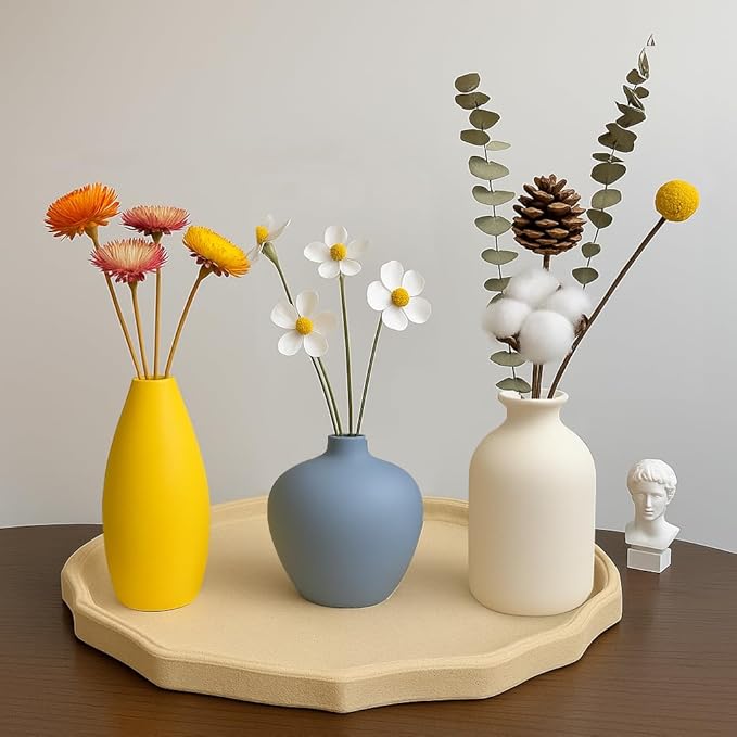Ceramic Vase for Home Decor Set of 4, Decorative Flower Vases for Bedroom, Living Room, Bathroom, Entryway, Table Centerpiece, Modern Minimalist Vases for Decor-Multicolor