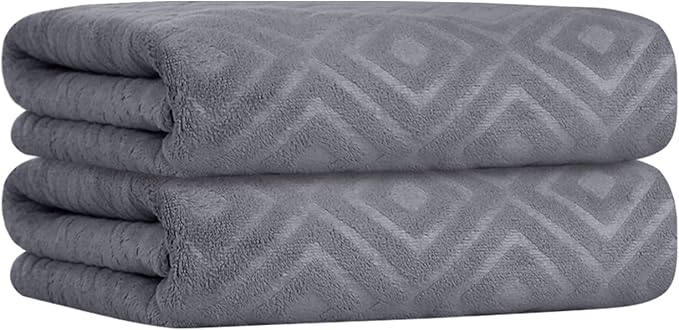 JML Microfiber Bath Towels, Bath Towel 2 Pack(30" x 60"), Oversized, Soft, Super Absorbent and Fast Drying, Multipurpose Use for Sports, Travel, Fitness, Yoga - Grey Diamond Pattern