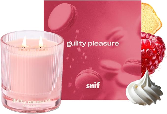 Guilty Pleasure Luxury Scented Candle by Snif, Valentine's Day, Warm and Calming, 50+ Hours, 100% Cotton Fiber Wicks, Soy Wax Blend, Non-Toxic, Vegan, 8.5 oz