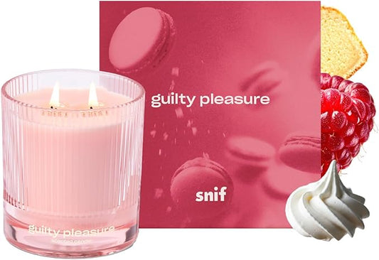 Guilty Pleasure Luxury Scented Candle by Snif, Valentine's Day, Warm and Calming, 50+ Hours, 100% Cotton Fiber Wicks, Soy Wax Blend, Non-Toxic, Vegan, 8.5 oz