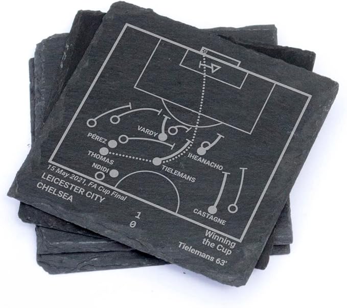 Greatest Leicester City Plays: Slate Coasters (Set of 4) | Best Gift Idea for Sports Lovers | Leicester City Historic Moments Gifts