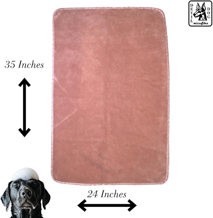 Premium Drying Towel – Large 24x35" Super Absorbent Microfiber Dog Bath Towel – Quick Dry, Soft & Durable Dog Towel for Drying Dogs – 1200 GSM Pink for Beach, Camping & Travel