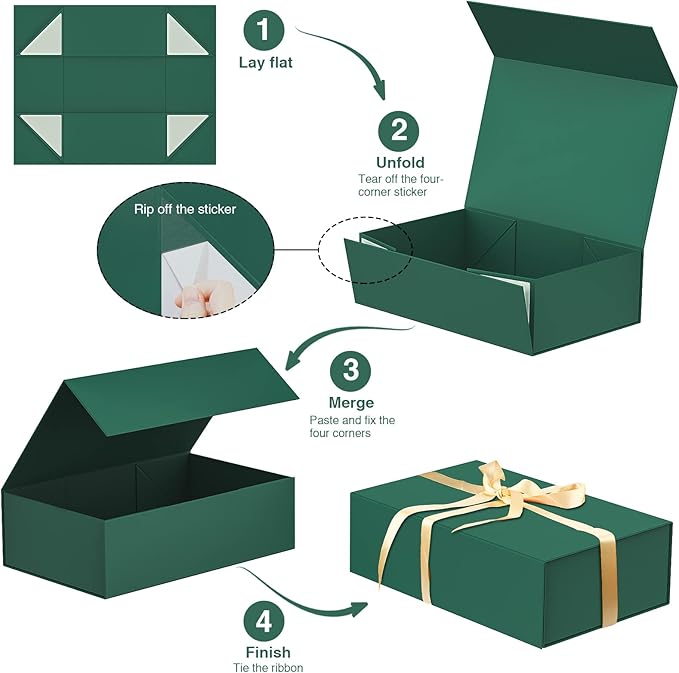 Luxury Large Gift Box 13.8"x9"x4.3" Storage Box Ribbon Magnetic Closure for Luxury Packaging Box for Mother's Day, Birthdays, Bridal Gifts,Weddings