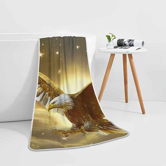 Majestic Eagle Quick Dry Microfiber Towel, Ultra Absorbent & Soft Coral Fleece Bath Towels for Body, Hair, Gym, Yoga, Spa & Travel - Lightweight & Fast Drying Multipurpose Towel (27"X55"