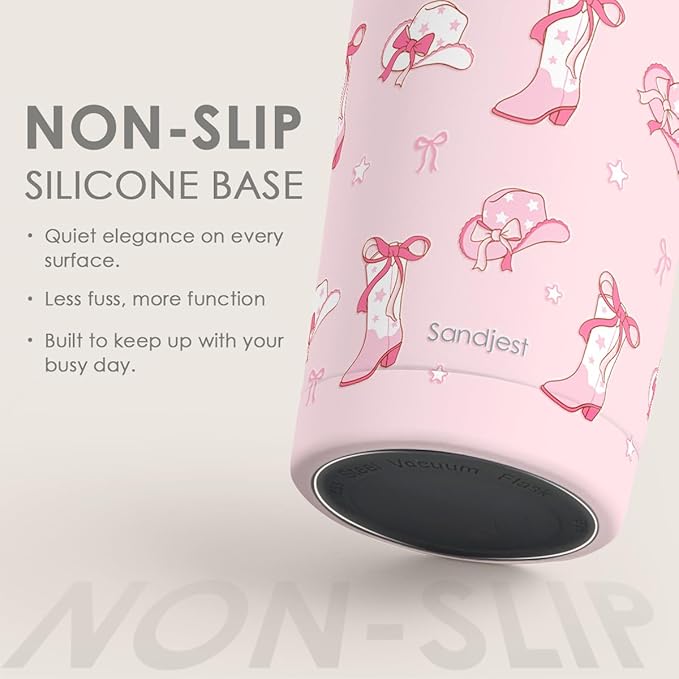 SANDJEST Cowgirl Tumbler 20oz, Stainless Steel Travel Cup with Lid, Insulated Coffee Mug, Cowgirl Gifts for Women Girls Friends Sisters on Birthday Christmas (Pink)