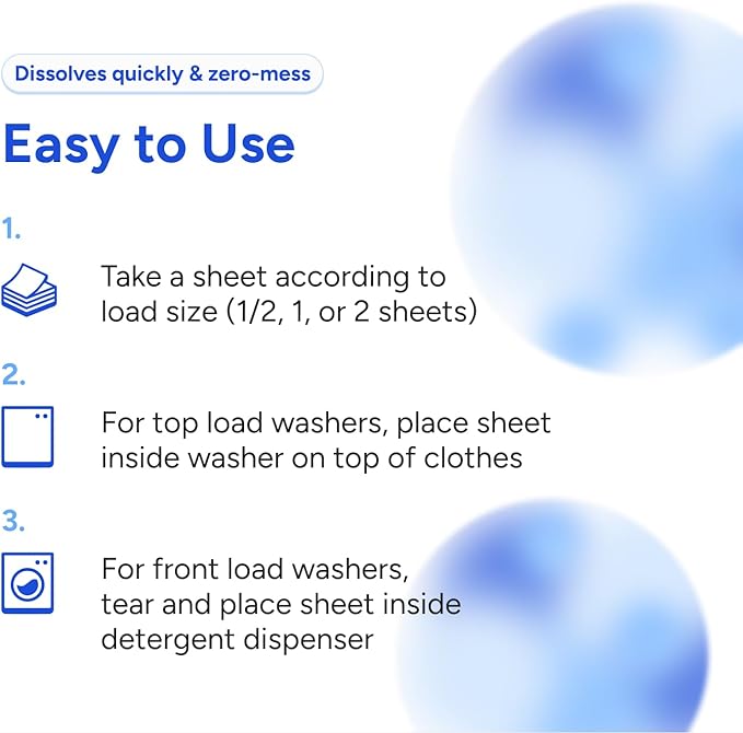 Laundry Detergent Sheets - Travel Size Laundry Sheets for Easy Use - Ocean Breeze Scented, Non toxic, Machine Friendly - Up to 60 Loads - 1 Pack