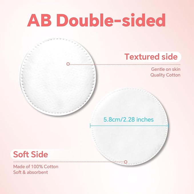 100% Pure Cotton Round Pads for Face (210), Lint-Free Makeup Remover Pads, Soft, Absorbent, Hypoallergenic, Multi-Layer Design for Cleansing, Skincare and Nail Polish Removal