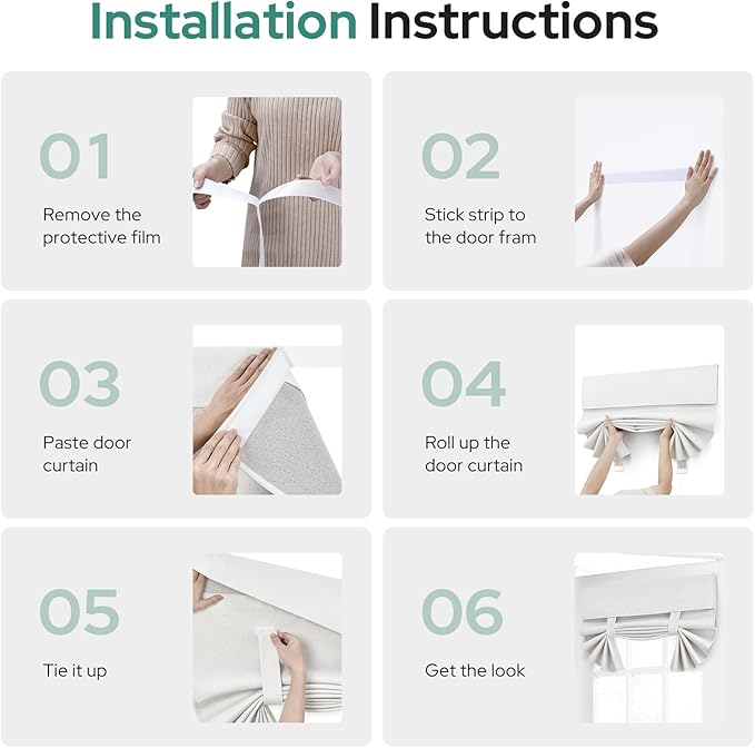 HOMEIDEAS 100% White Linen Blackout French Door Curtains, Privacy Door Window Curtains, 30 X 40 Inch Room Darkening Blinds, Thermal Insulated Shades for Bedroom, 1 Panel